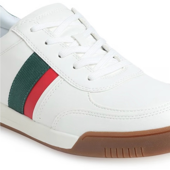 Aldo white sneakers  Two  Stripes Green and Red Size 10 - Picture 3 of 10
